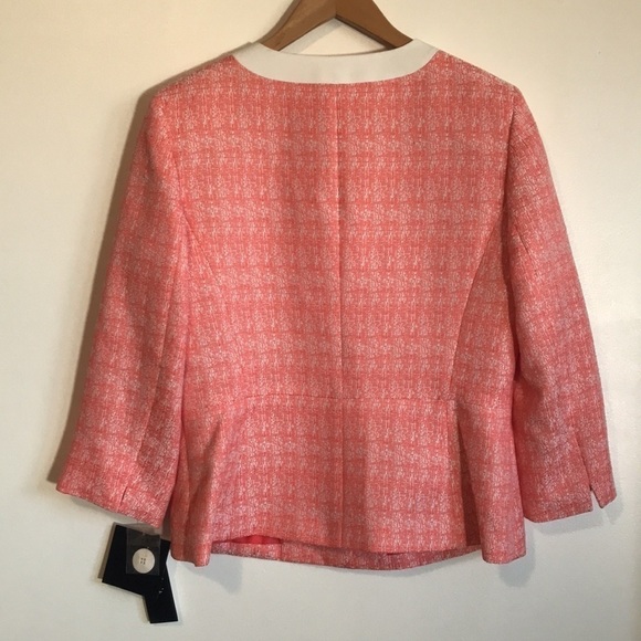 Nwt Le Suit tropical blooms papaya white blazer jacket size 10 - Picture 6 of 11